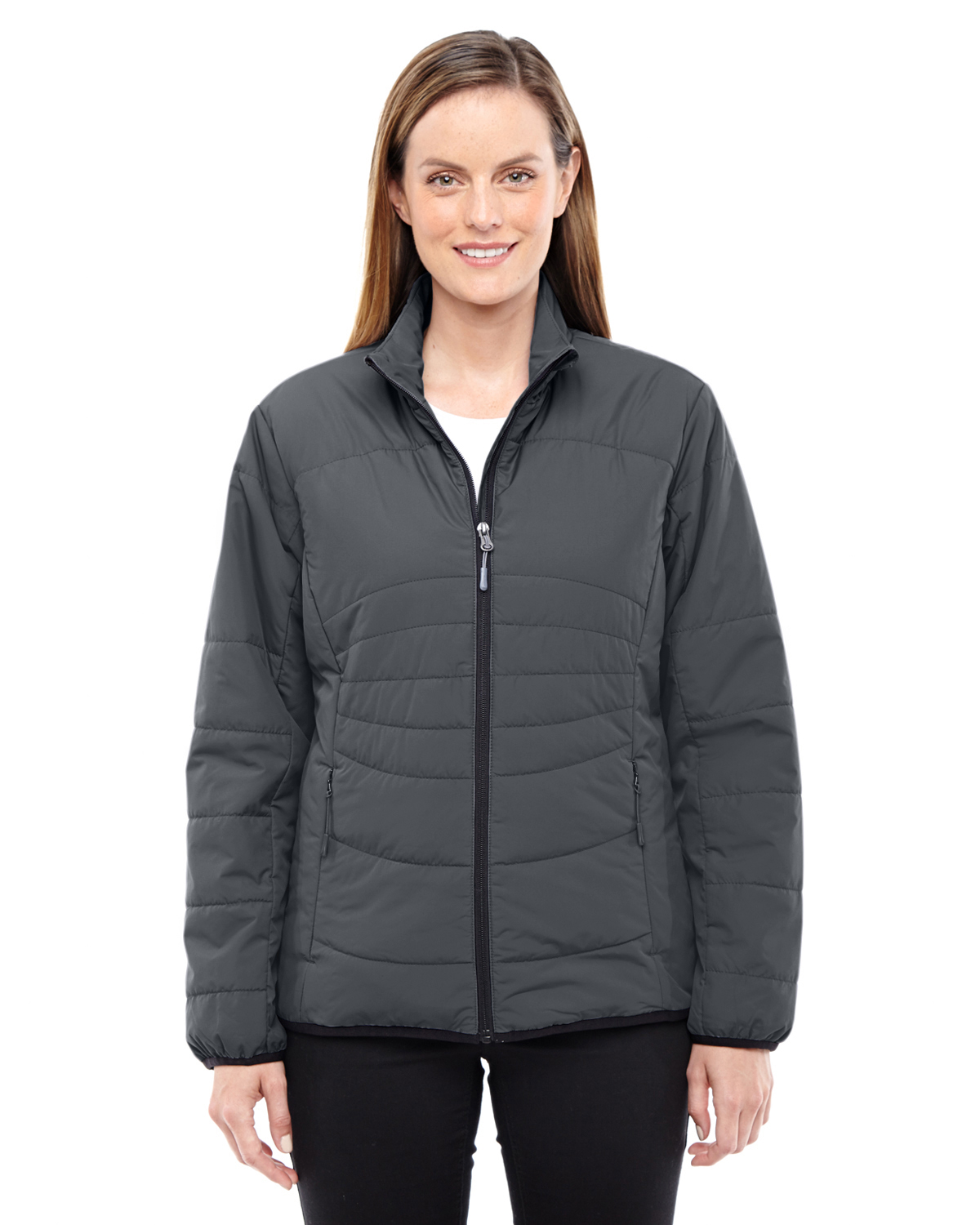 North End 78231 Ladies Interactive Insulated Packable Jacket Black/Dark Graphite XL North End 78231 Ladies Interactive Insulated Packable Jacket Black/Dark Graphite XL